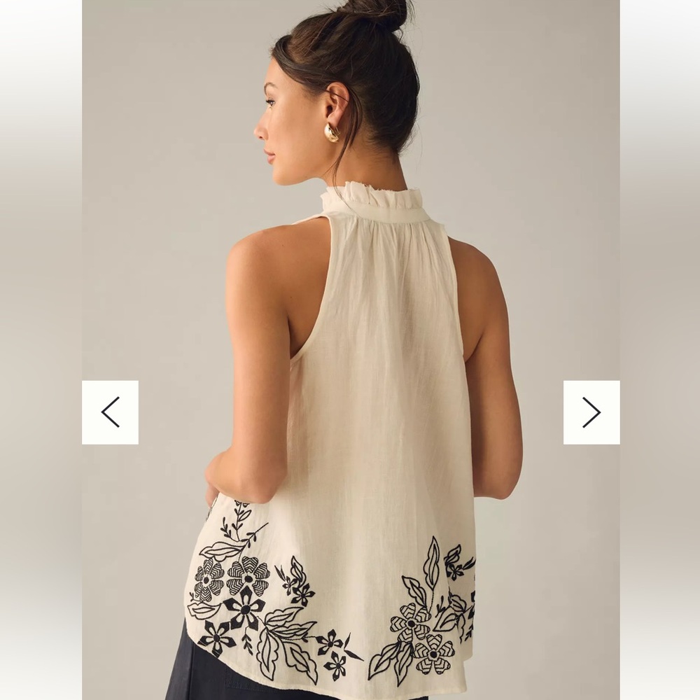 ANTHRO Tavi embroidered tank blouse with tie front, swing style by Pilcro NEW - Picture 5 of 16